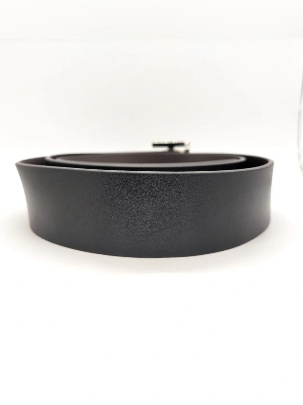 Auth Burberry 'TB' Logo Leather Black Belt